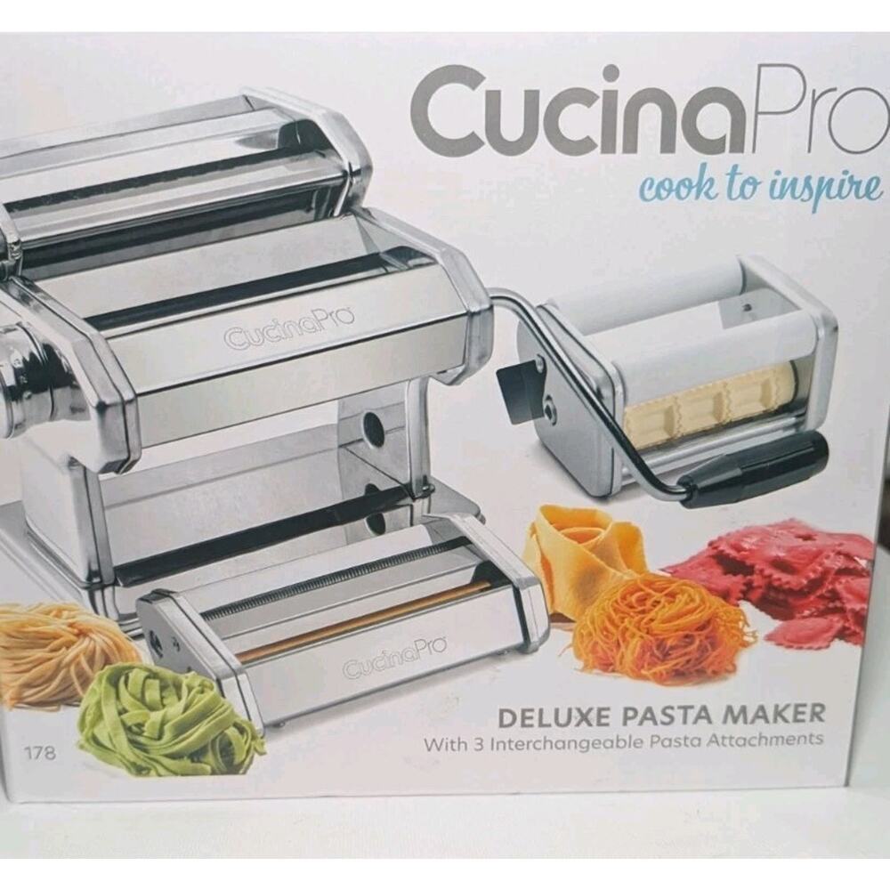 CucinaPro Pasta Maker Deluxe Set w/ 3 Attachments - Stainless Steel